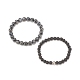 Ensemble de bracelets extensibles en larvikite naturelle et roche de lave BJEW-JB08193-03-4