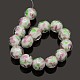 Pearlized Handmade Inner Flower Lampwork Round Beads Strands LAMP-L024-01G-3