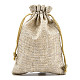 黄麻布製梱包袋ポーチ  巾着袋  小麦  14.5x10.5x0.5cm ABAG-WH0023-03E-2