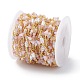 Chaînes à maillons en perles de verre en laiton avec perles d'imitation ABS CHS-P016-39G-08-3
