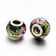 Flower Picture Printed Glass European Beads GPDL-J029-A03-1