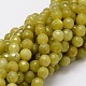 Faceted Round Natural Olive Jade Bead Strands G-L437-29-8mm-1