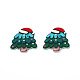 印刷されたアクリルカボション  グリッターパウダー付き  クリスマスのスタイル  クリスマスツリー  濃い緑  19.5x19.5x2mm OACR-N135-28-2