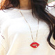 Plaqué or véritable alliage strass lèvres pendentif colliers chandail NJEW-DD0009-101A-8