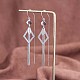 Rhodium Plated 925 Sterling Silver Rhombus with Chain Tassel Dangle Earrings JE1048A-7