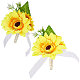 CRASPIRE Sunflower Corsage Wedding Flowers Accessories Pack of 2 Artificial Flower Yellow Groom Groomsman Best Man Wedding Flowers Accessories for Groom Groomsmen Prom JEWB-CP0001-01-1