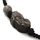 Bracelet de perles tressées en obsidienne naturelle et en obsidienne argentée et en jaspe photo BJEW-C051-44-2