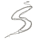 304 ステンレス鋼ロープ & ボール & カーブチェーン 15.20 層ネックレス  コルスペンダントネックレス  ステンレス鋼色  38.6インチ（[2]cm） BJEW-K257-02P-2