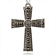 Tibetan Style Alloy Rhinestone Claddagh Cross Big Pendants RB-J128-29AS-1