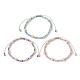3 Stück 3-farbiges Armbandset aus geflochtenen Naturperlen und Glassamenperlen BJEW-JB09535-1