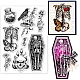 Globleland esqueleto cuerpo humano columna vertebral sellos transparentes tema de brujería retro sello transparente de silicona sellos para revistas de álbumes de recortes diy tarjetas decorativas para hacer álbumes de fotos DIY-WH0167-57-0490-1