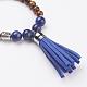 Lapis Lazuli and Tiger Eye Beads Bracelets and Earrings Jewelry Sets SJEW-JS00904-03-3