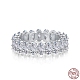 Rhodium Plated 925 Sterling Silver Micro Pave Clear Cubic Zirconia Finger Ring for Women RJEW-F150-02B-P-1