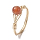 Bagues de doigt de style perles tressées rondes avec pierres précieuses naturelles mélangées RJEW-JR00607-2