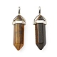 2Pcs Natural Tiger Eye Double Terminated Pointed Pendants G-YW0002-05A-2