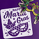 FINGERINSPIRE Happy Mardi Gras Painting Stencil 11.8x11.8 inch Reusable Masquerade Decorative Drawing Template Plastic PET Words Star Round Pattern Stencil for Painting on Wood Fabric Canvas Clothes DIY-WH0391-0727-3
