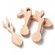 未完成の木の空のスプーン  彫刻スプーン  ウッドクラフト用品  クジラの尾の形と角と猫と鹿  モカシン  142~171.5x40~47x20mm  4個/セット DIY-E026-11-3