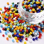 Perles de rocaille en verre, opaque graine de couleurs, petites perles artisanales pour la fabrication de bijoux bricolage, ronde, couleur mixte, 3mm, Trou: 1 mm, environ 10000 pcs / livre