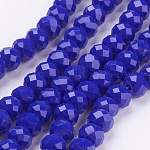 Chapelets de perle en verre imitation jade, facette, rondelle, bleu, 6x4mm, Trou: 1mm, Environ 89 pcs/chapelet, 15.6 pouce