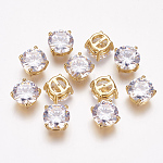 Brass Cubic Zirconia Pendants, Multi-strand Links, Flat Round, Real 18K Gold Plated, 10.5x10.5x6mm