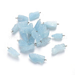 Natural Aquamarine Pendants, with Brass Findings, Nuggets, Platinum, 20~32x8~13x6~13mm, Hole: 1.6mm