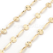 Brass Curved Rectangle & Flat Round Link Chains CHC-M025-41G