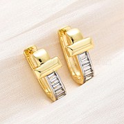 Латунные серьги-кольца из прозрачного кубического циркония EJEW-H158-16B-GP