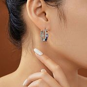 Серьги-кольца из латуни с цветным прозрачным кубическим цирконием KY6723-1