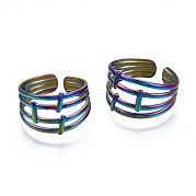 304 Stainless Steel Hollow Wide Cuff Ring RJEW-N038-103