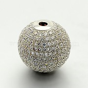 Латунные микро проложить кубический цирконий круглых бусин ZIRC-M039-12P-RS