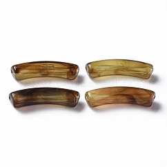 ツートンアクリルビーズ  天然石風  カーブチューブ  ダークカーキ  31x9.5x7.5mm  穴：1.8mm