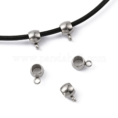 Asas de tubo de acero inoxidable 304 resistentes al deslustre, fianzas de bucle, abalorios fianza encajan cadenas europeas, rerondana plana, color acero inoxidable, 5x9x6mm, agujero: 1.8 mm, diámetro interior: 4 mm