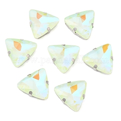 Triángulo fluorescente moca (mi) cosido en pedrería, Enlaces multifilares, con ajustes de puntas de latón, accesorios de prendas de vestir, peridoto, 18.5x19.5x7mm, agujero: 1.4 mm