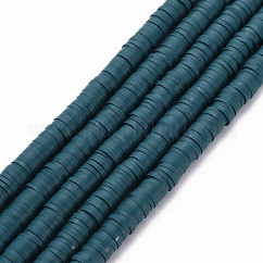 Polimero a mano fili argilla perline, perline Heishi, Disco / rotondo piatta, blu di Prussia, 6x0.5~1mm, Foro: 2 mm, circa 320~447pcs/filo, 15.74 pollice~16.92 pollici