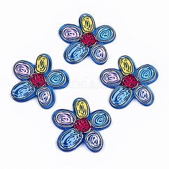 Colgantes de acrílico transparentes, 3d impreso, flor, azul dodger, 34x33x3mm, agujero: 1.5 mm