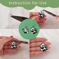 Diyパンダドロップピアス作成キット  合金エナメルペンダントを含む  鉄のピアスフックと丸カン  ミックスカラー  68個/箱&nbsp;DIY-SZ0007-97