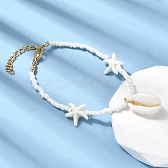 Браслеты с подвесками в форме ракушек и морских звезд BJEW-F520-04G