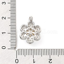 ロジウムメッキ 925 スターリングシルバー ペンダント  キュービックジルコニアと天然パールビーズを使用  花のチャーム  s925スタンプあり  プラチナメッキ  16x14x7.5mm  穴：5x3.3mm&nbsp;STER-Z003-03P