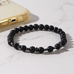Браслеты из натуральных круглых бусин из лавы для мужчин WJ7927