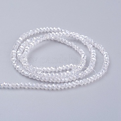 電気メッキガラスビーズセット  ABカラーメッキ  多面カット  フラットラウンド  クリアAB  3x2mm  穴：0.5mm  約135~140個/連  32~34cm&nbsp;X-EGLA-R048-2mm-01