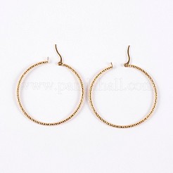 304ステンレススチールフープピアス  リング  ゴールドカラー  30x2mm  12ゲージ  ピン：1mm&nbsp;EJEW-P040-45C