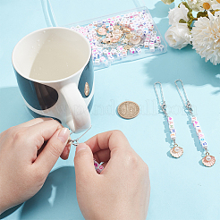 DIYブレスレットネックレス製作キット  鉄製カーブチェーンを含む  ハート＆レターアクリルキューブビーズ  花と貝殻の形の合金エナメルペンダント  ミックスカラー&nbsp;DIY-NB0010-45