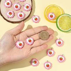 15 шт. подвески в виде клубники с платиновым покрытием из железа&nbsp;RESI-YW0005-04