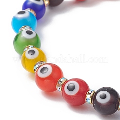 Ручной работы лэмпворк круглый браслет из бисера со стразами и стразами для женщин&nbsp;BJEW-JB09362