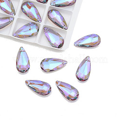 多面的なガラスペンダントを電気  ティアドロップ  ライラック  24x12x6mm  穴：1.2mm&nbsp;EGLA-N006-053