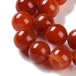 天然石縞瑪瑙/バンデットアゲートビーズ連売り  染め  ラウンド  サンゴ  8mm  穴：1.2mm  約24個/連  7.48''（19センチメートル）&nbsp;G-Z060-A01-B05