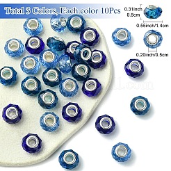 30шт 3 цвета стеклянные европейские бусины ручной работы&nbsp;GLAA-YW0004-21D