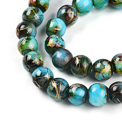 Выпечка окрашенные стеклянные бусины пряди DGLA-N003-8mm-B08