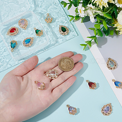 14шт 14 стиля латунные микропаве прозрачные кубические подвески из циркония&nbsp;KK-ME0003-30