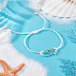 1 шт. регулируемые браслеты из сплава и вощеного шнура для женщин&nbsp;AJEW-LP0007-58A